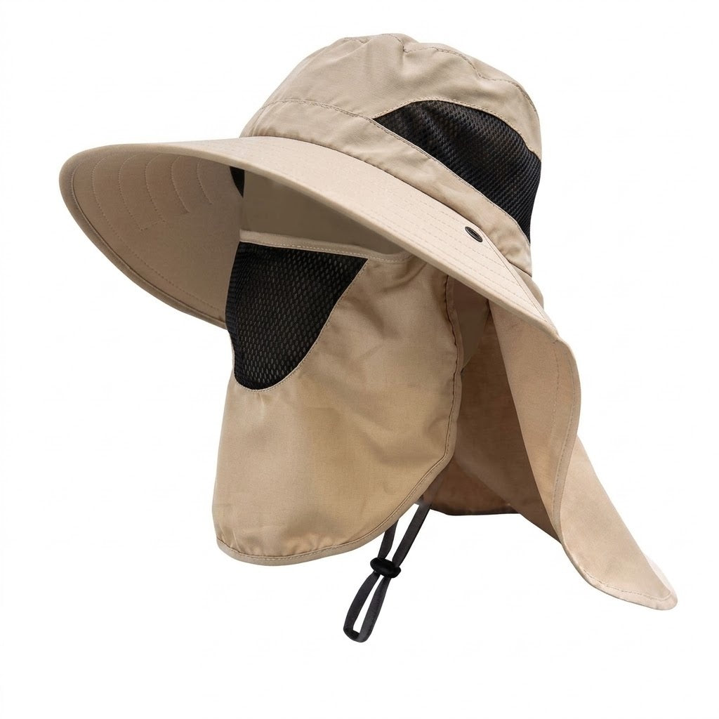 Unisex Fisherman Sun Hat with Wide Brim & Neck Flap UV Protection Outdoor Hats