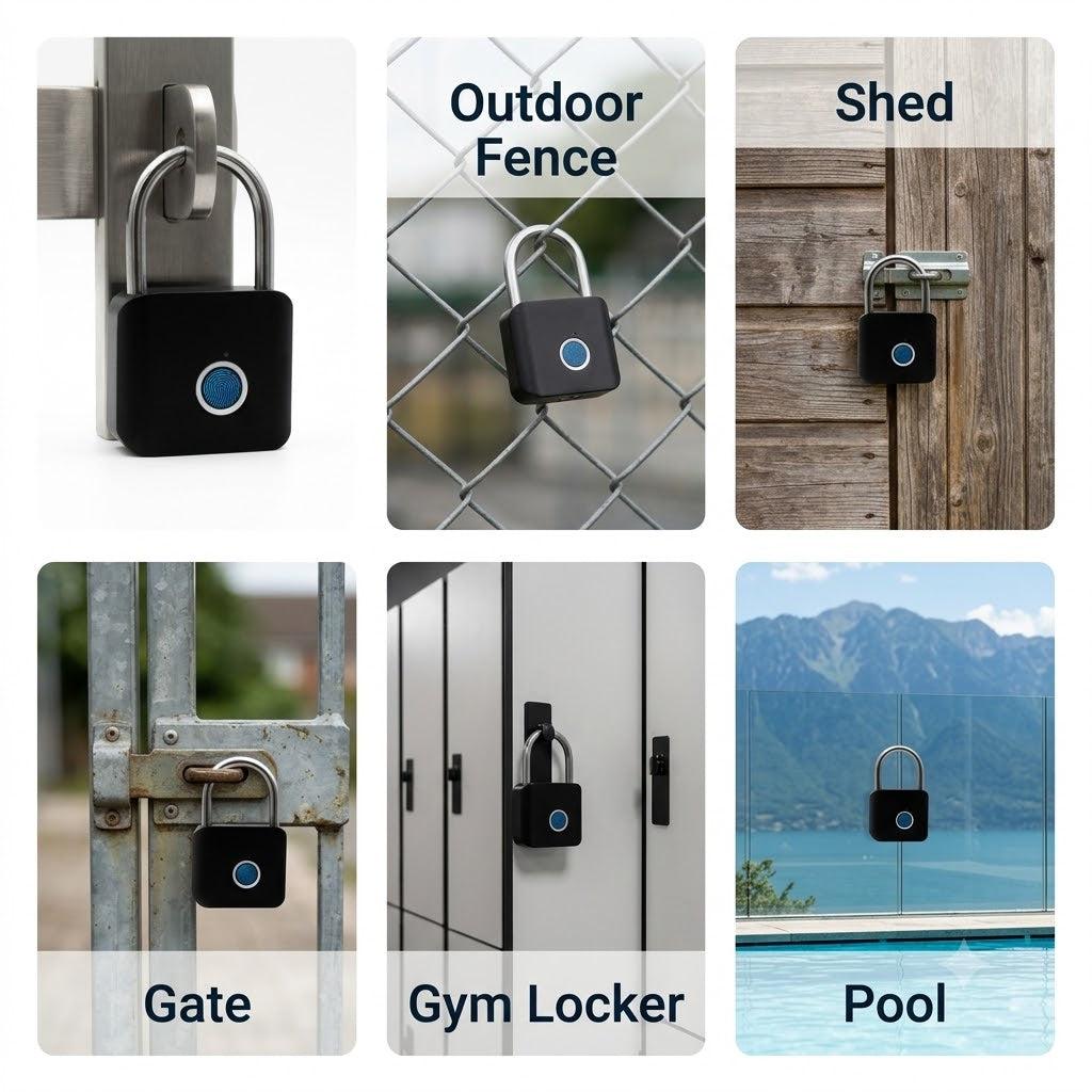 Smart Fingerprint Padlock Keyless Biometric Metal Lock for Gym Locker & Gate USB-C