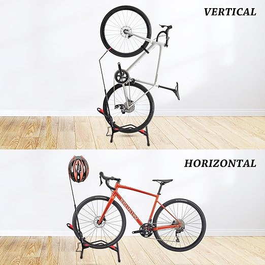 Freestanding Vertical Bike Stand – 2-in-1 Upright & Horizontal Bicycle Floor Storage Rack