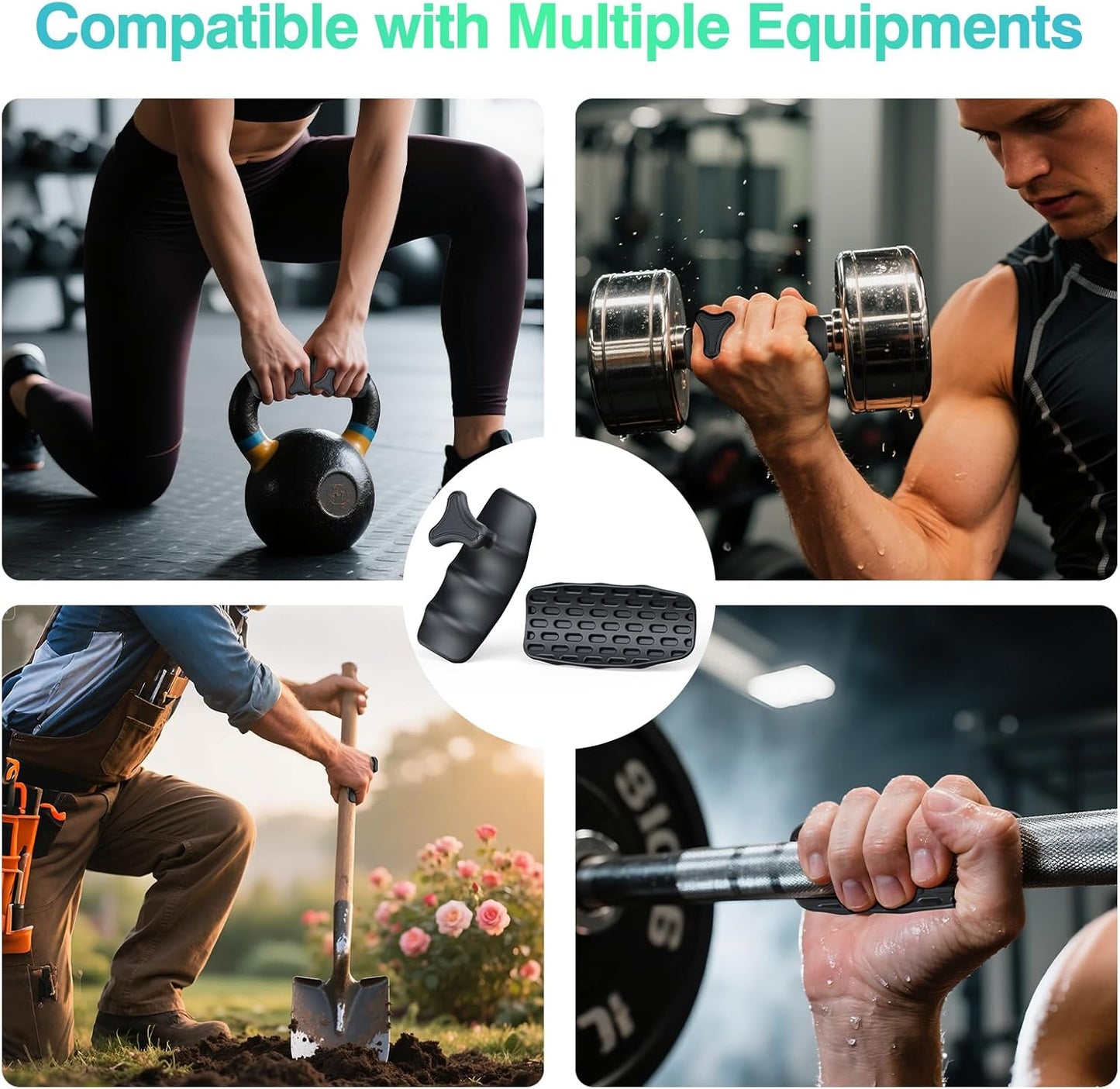 T2P 2 Pcs Anti-Slip Workout Grips Ergonomic Silicone Gym Gloves Palm Protection Weight Lifting