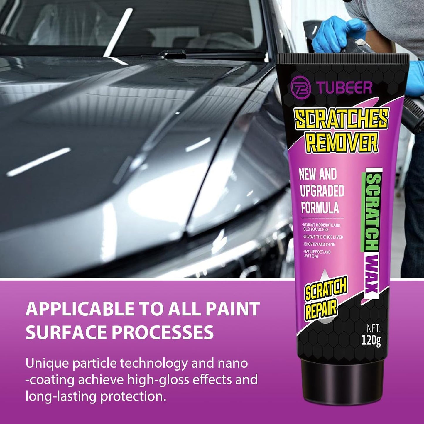 TUBEER 120g Car Scratch Remover – Intensive Shine, Swirl Repair & Water Repellent Shield