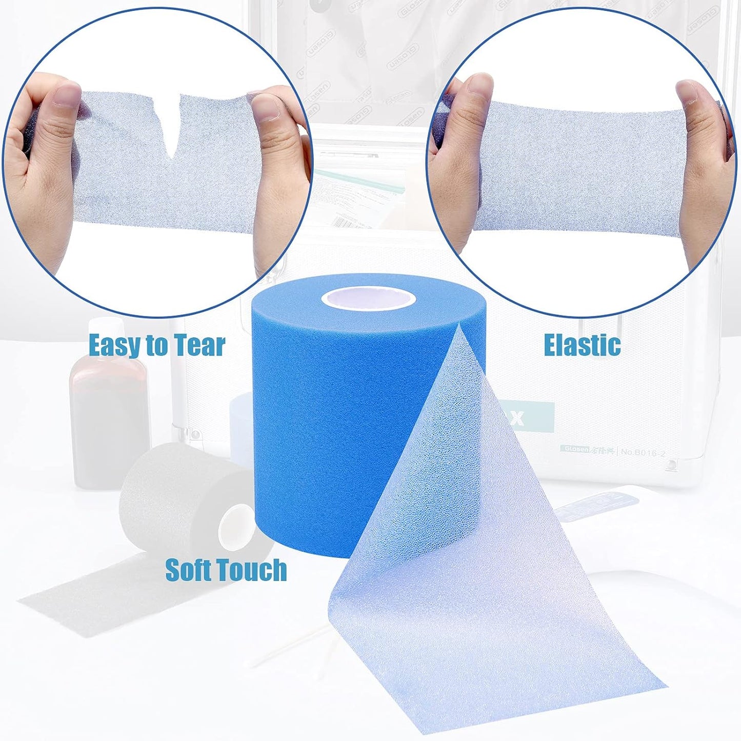 T2P Pro-Soft Sports Pre-Wrap Foam Tape (Set of 3 Rolls) – High-Elasticity Underwrap Base Bandage for Sports & Joint Protection
