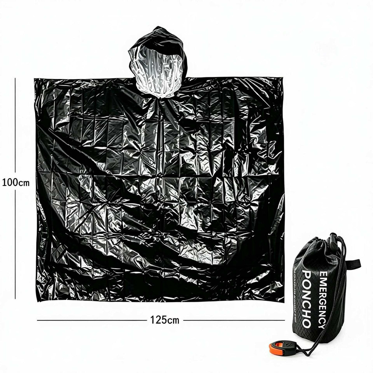 Emergency Ponchos Raincoat with Whistle Blanket Reversible for Sport Outdoor Camping Hiking