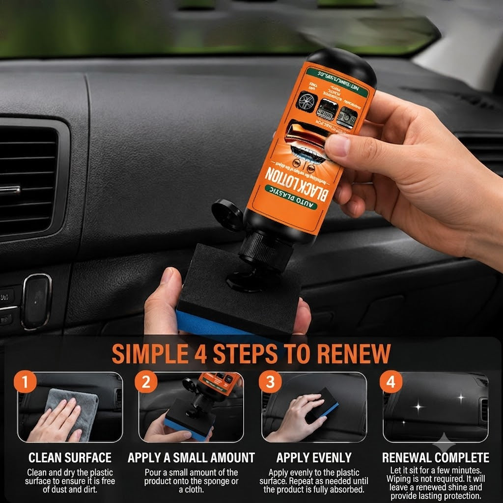 100ml Auto Plastic Restorer Kit Black Lotion for Dashboard Door Panel Bumper Tire Trim
