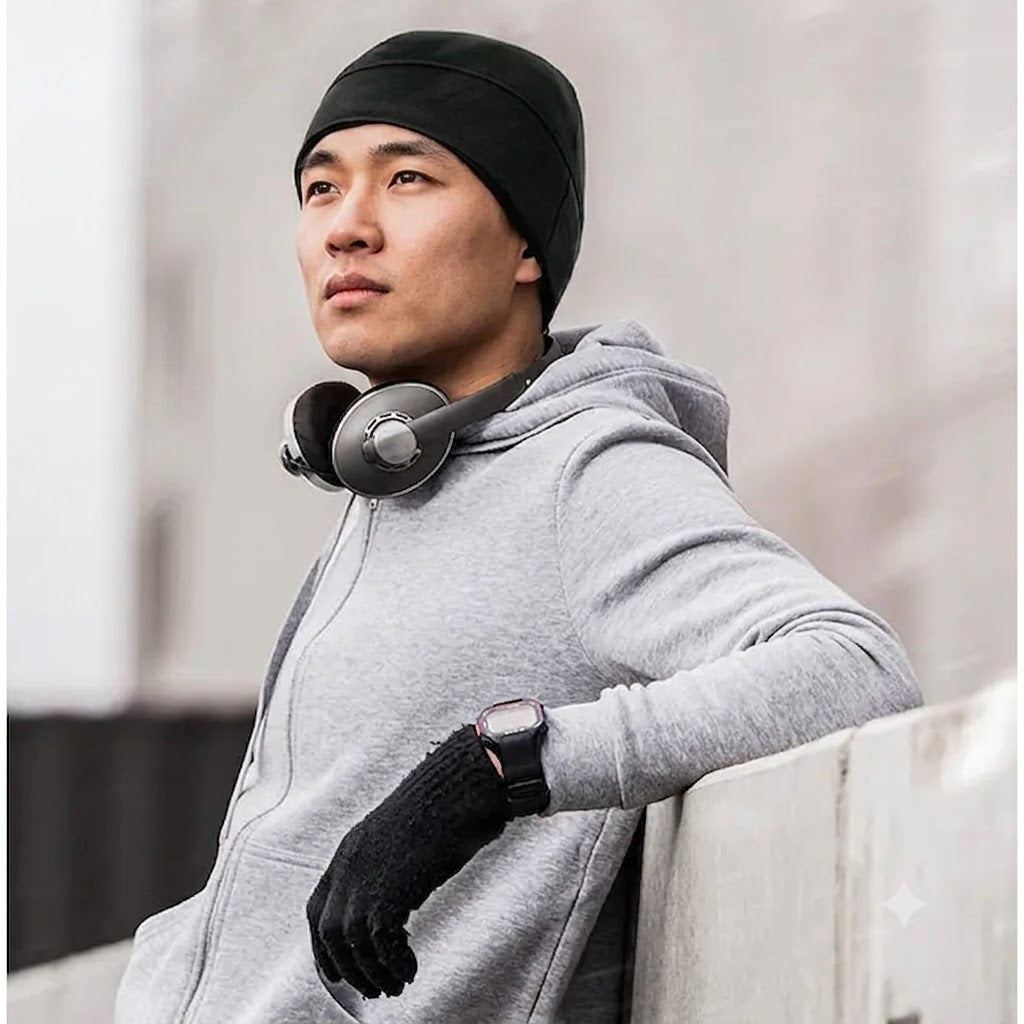Skull Cap with Ponytail Hole Braid Hole Head Cap Winter Running Beanie Hat Cold Weather Sports