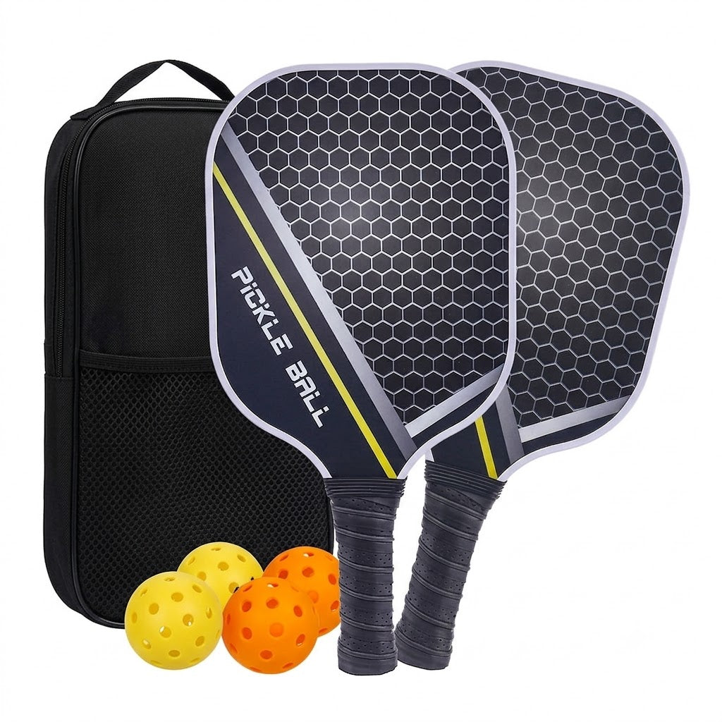Premium Fiberglass Pickleball Beginner Set – 2x Paddles, 4x Outdoor Balls & Heavy-Duty Carry Bag
