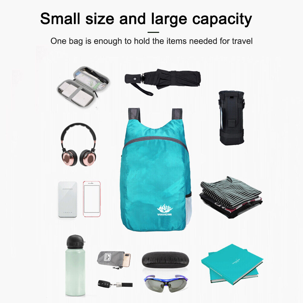 20L Ultralight Foldable Backpack – Packable Waterproof Nylon Daypack for Hiking & Travel