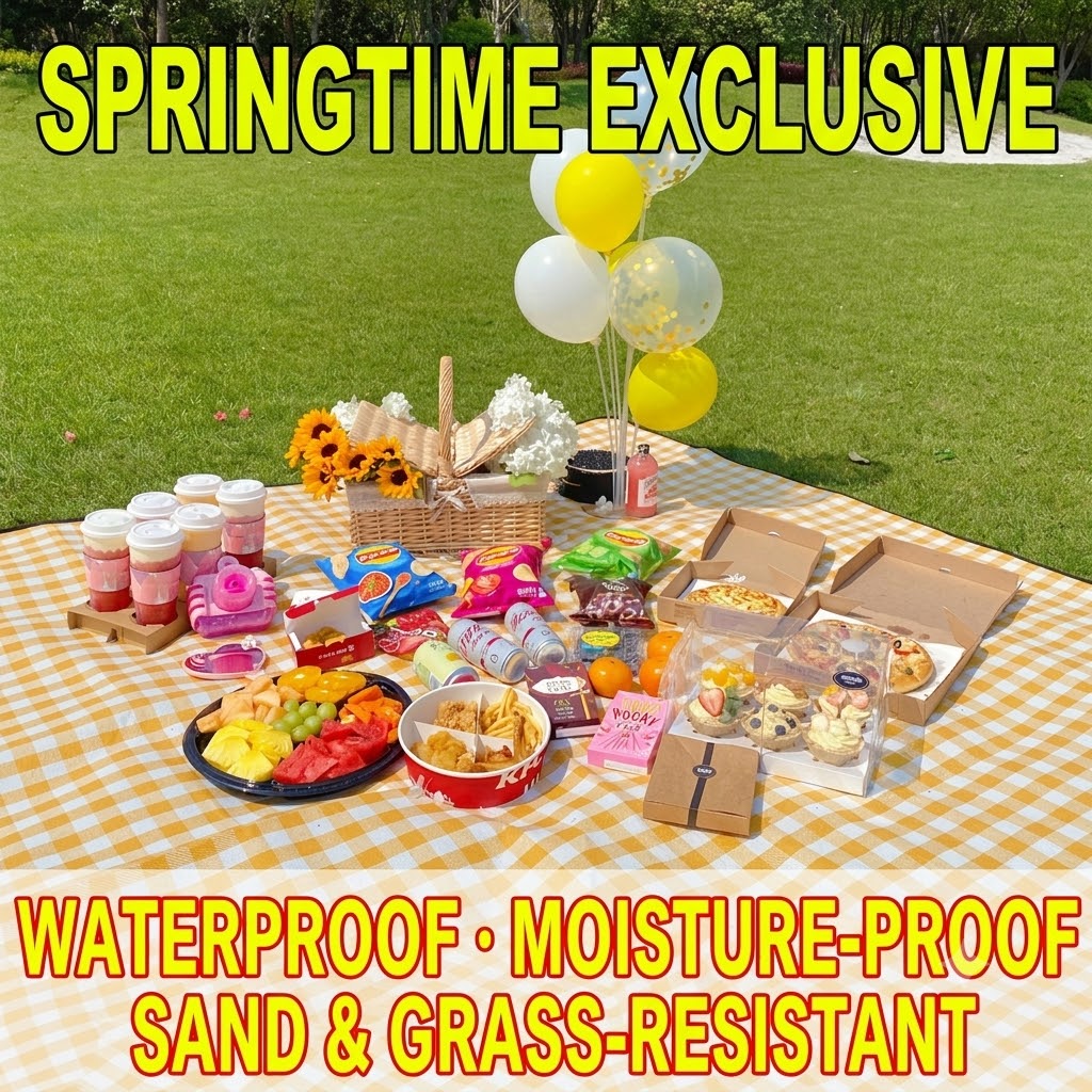 Large Waterproof Picnic Mat 200×200cm Leisure Sheet for 6-8 People Ultralight Foldable