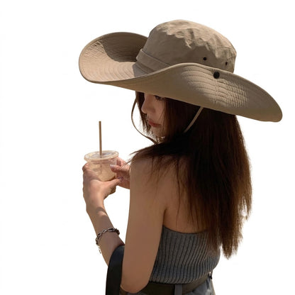 12cm Wide Brim Bucket Hat Sunscreen Holidays Hiking Outdoor Sports Cycling Fishing