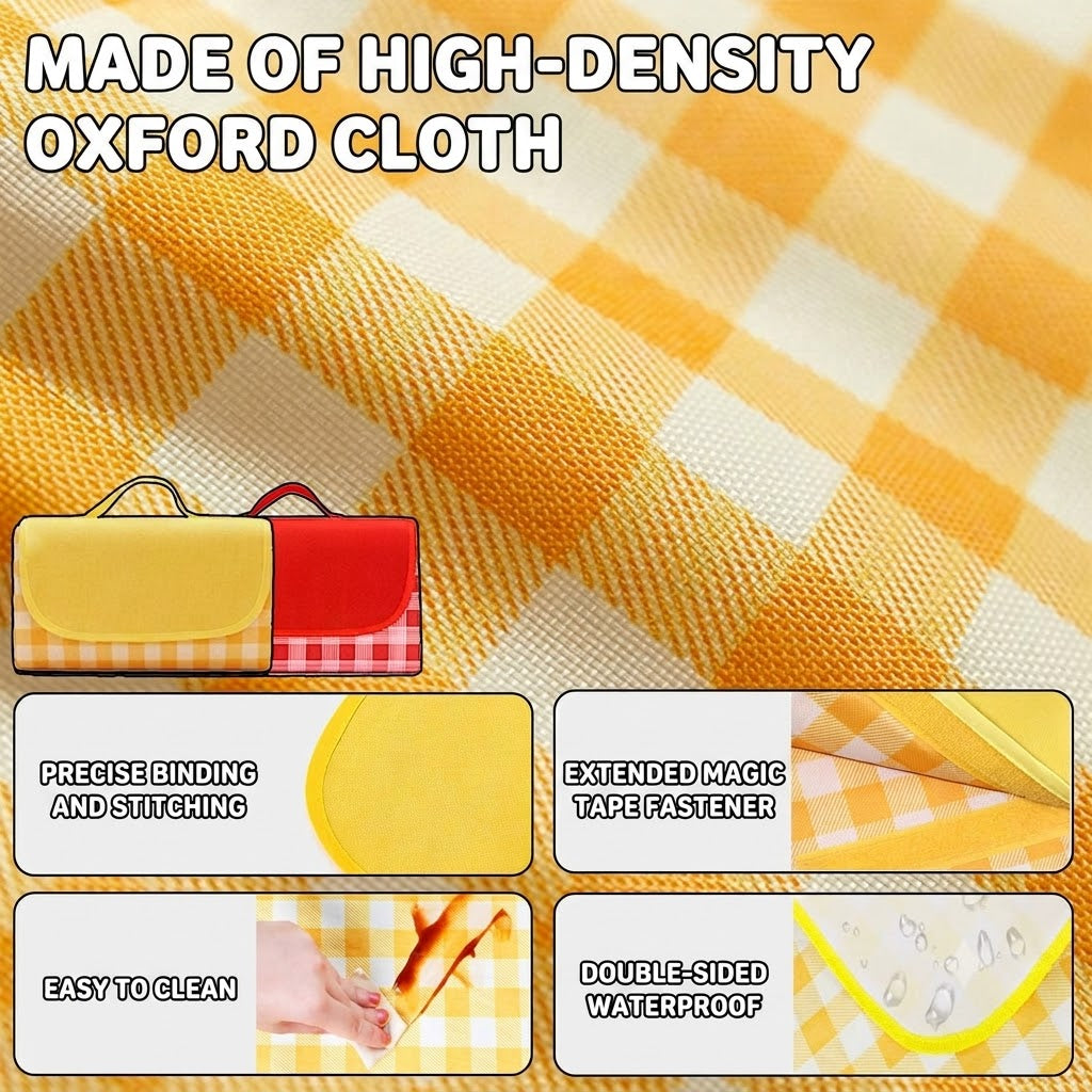 Large Waterproof Picnic Mat 200×200cm Leisure Sheet for 6-8 People Ultralight Foldable