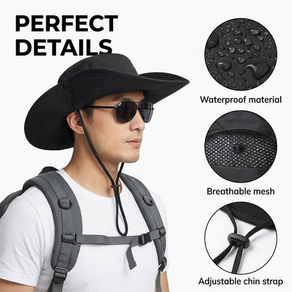 Unisex Wide Brim Sun Hat - Waterproof, Quick-Drying & Breathable Fishing & Hiking Bucket Hat