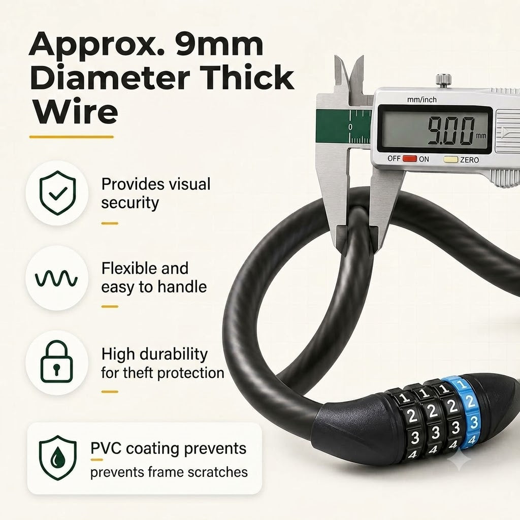 110cm Bicycle Wire Lock – 4-Digit Combination Anti-Theft Steel Cable (180g)