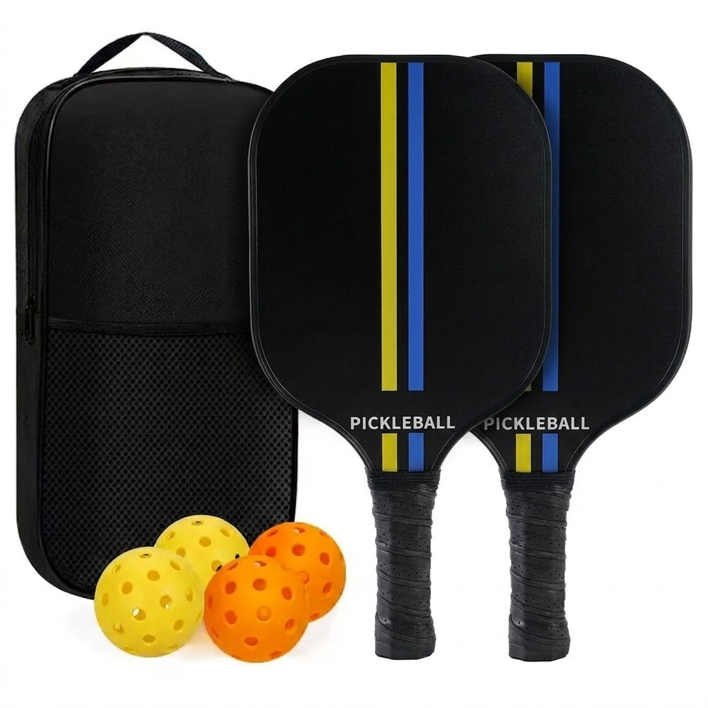 Premium Fiberglass Pickleball Beginner Set – 2x Paddles, 4x Outdoor Balls & Heavy-Duty Carry Bag