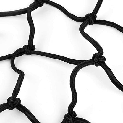 Heavy-Duty Motorcycle Cargo Net – 30x30cm High-Stretch Bungee with 6 Non-Scratch Hooks | Secure Helmets, Groceries & Gear