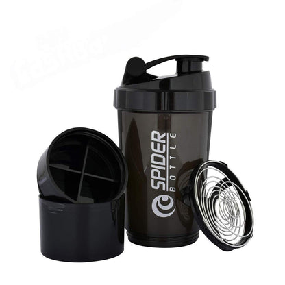 Spider 3-Layer Protein Shaker (600ml) – The "No-Lump" Mixer with Built-in Supplement Storage