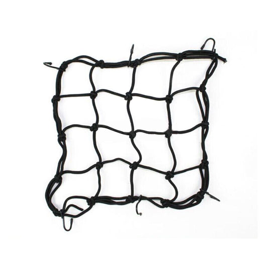 Heavy-Duty Motorcycle Cargo Net – 30x30cm High-Stretch Bungee with 6 Non-Scratch Hooks | Secure Helmets, Groceries & Gear