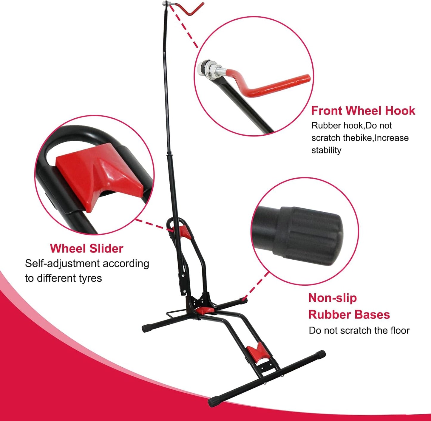 Freestanding Vertical Bike Stand – 2-in-1 Upright & Horizontal Bicycle Floor Storage Rack