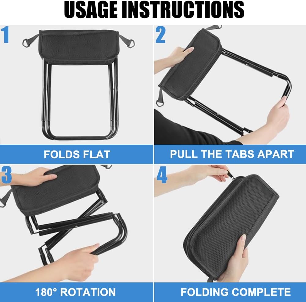 2-in-1 Portable Folding Stool & Crossbody Sling Bag – Ultralight 0.75kg Outdoor Chair (120kg Heavy Duty Capacity)