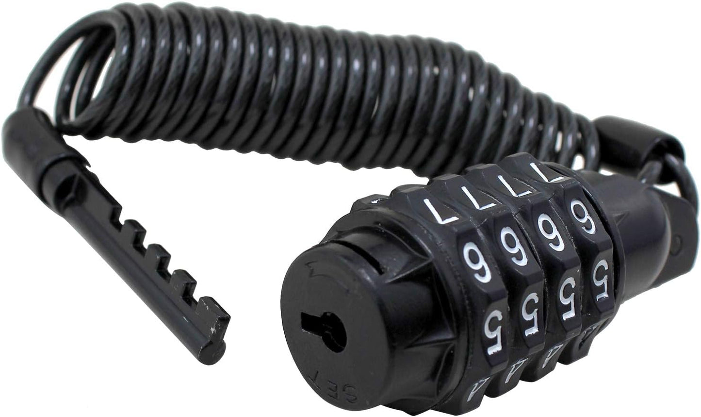 Portable Motorcycle Helmet Lock | 150cm Stretchy Combination Cable Lock | Anti-Theft Wire Lock for Bicycles, Strollers & Luggage