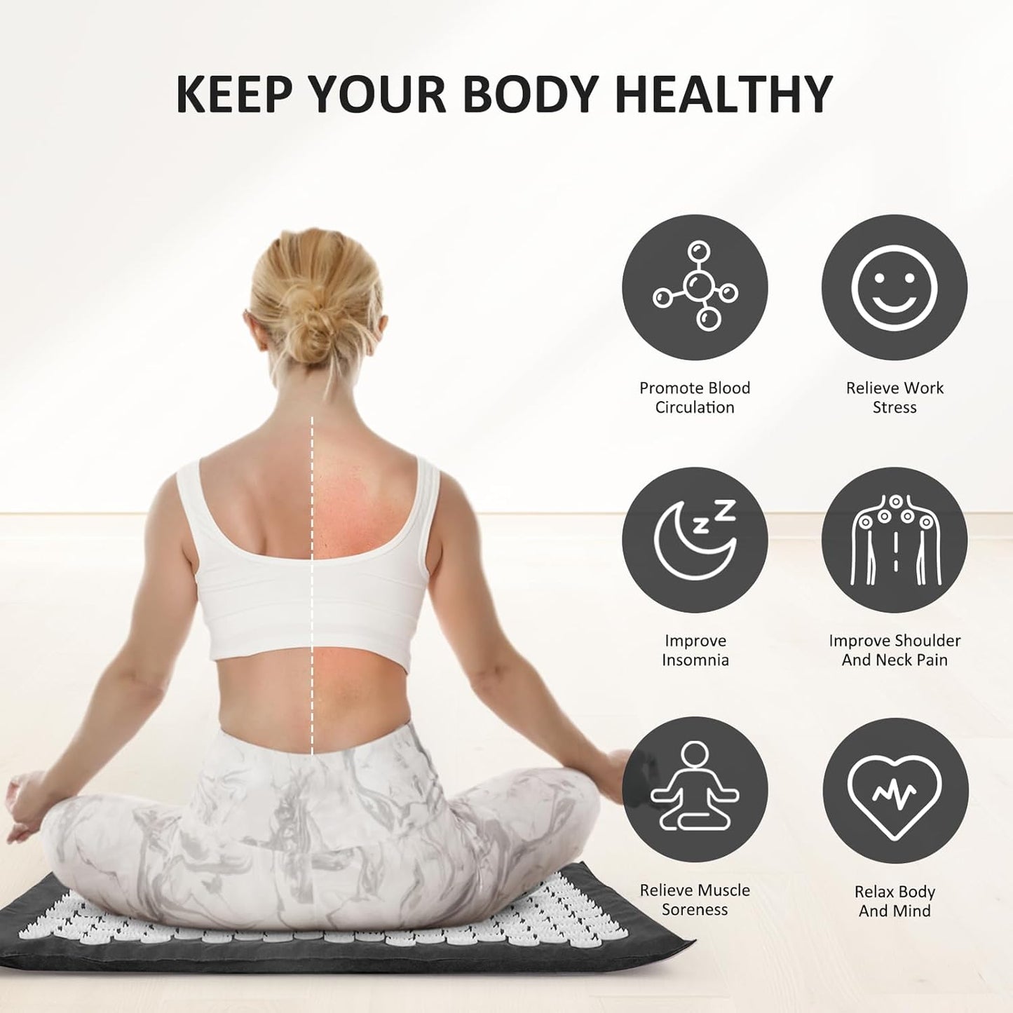 Premium Wellness Massage Mat & Pillow Set – High-Density Spike Yoga Mat for Body Relaxation & Muscle Tension Release