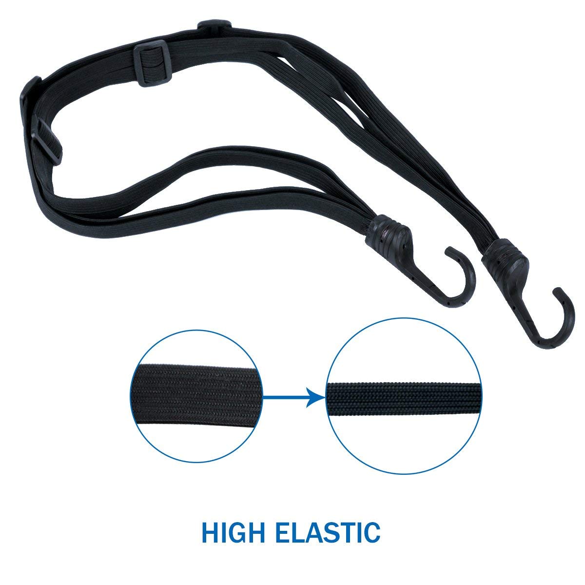 High-Elasticity Motorcycle Helmet Bungee Cord – Adjustable Luggage Rope with S-Hooks (60cm/90cm) | Secure Helmets, Raincoats & Gear