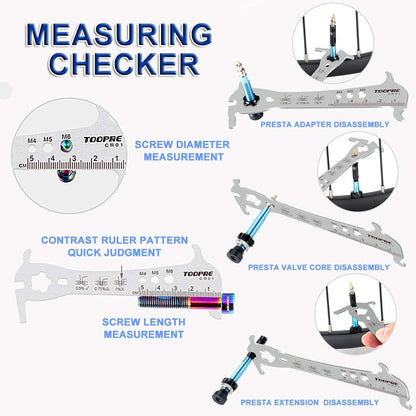Toopre 5-in-1 Precision Bicycle Chain Checker – Wear Indicator & Multi-Function Gauge Tool