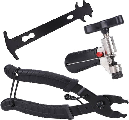 3-Piece Bicycle Chain Repair Tool Kit – Master Link Pliers, Chain Breaker Splitter & Wear Indicator