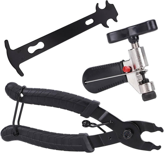 3-Piece Bicycle Chain Repair Tool Kit – Master Link Pliers, Chain Breaker Splitter & Wear Indicator