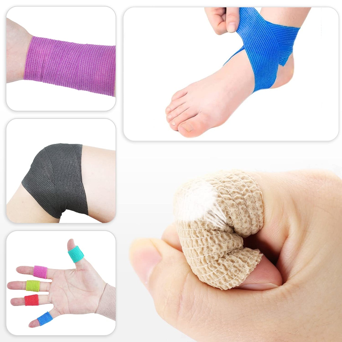 Self-Adhesive Cohesive Tape (Set of 5 Rolls) – High-Elasticity Athletic Wrap & Multi-Purpose Grip Tape