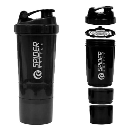Spider 3-Layer Protein Shaker (600ml) – The "No-Lump" Mixer with Built-in Supplement Storage