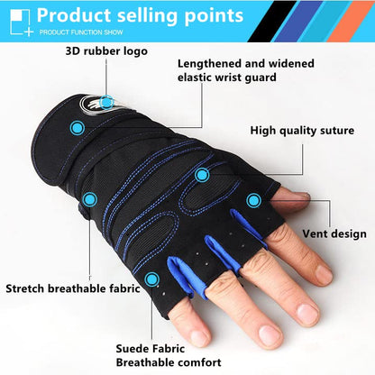 Pro-Grip Weightlifting Gym Gloves – Heavy-Duty Wrist Support & 3mm Padded Palm Protection