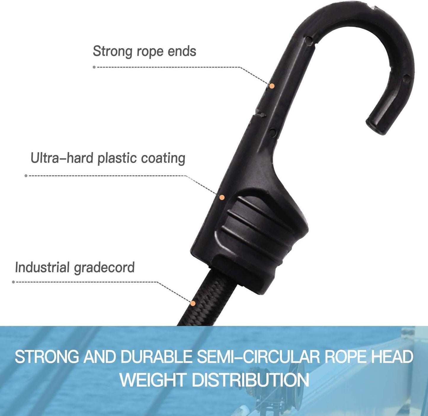 Heavy Duty Bungee Cords – UV Resistant Tie-Downs with Dual-Lock Hooks