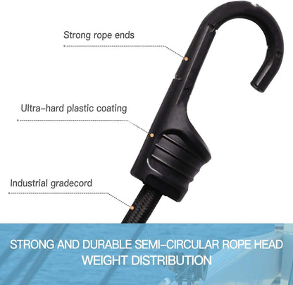 Heavy Duty Bungee Cords – UV Resistant Tie-Downs with Dual-Lock Hooks