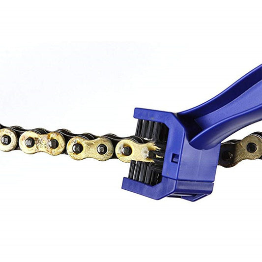 3-Sided Motorcycle & Bicycle Chain Brush - Heavy Duty Sprocket & Gear Cleaner