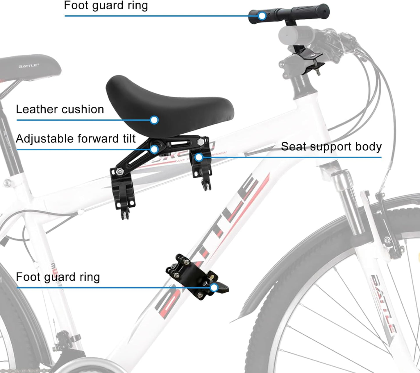 Front-Mounted Child Bicycle Seat with Handlebars & Pedals