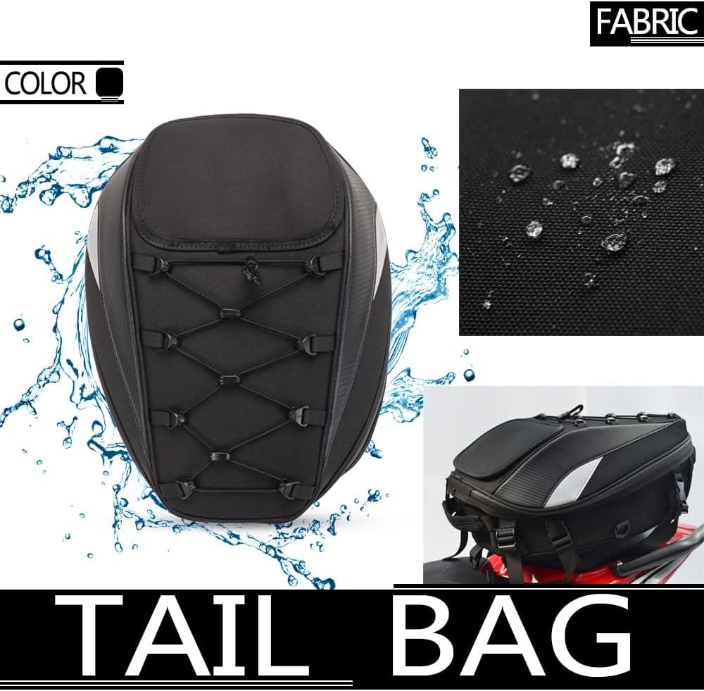 Expandable Motorcycle Tail Bag & Helmet Backpack – 2-in-1 Rigid Seat Bag with Waterproof Cover