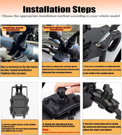 Vibration-Proof Motorcycle Phone Mount – 360° Octopus Grip