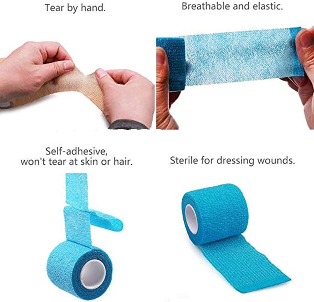 Self-Adhesive Cohesive Tape (Set of 5 Rolls) – High-Elasticity Athletic Wrap & Multi-Purpose Grip Tape