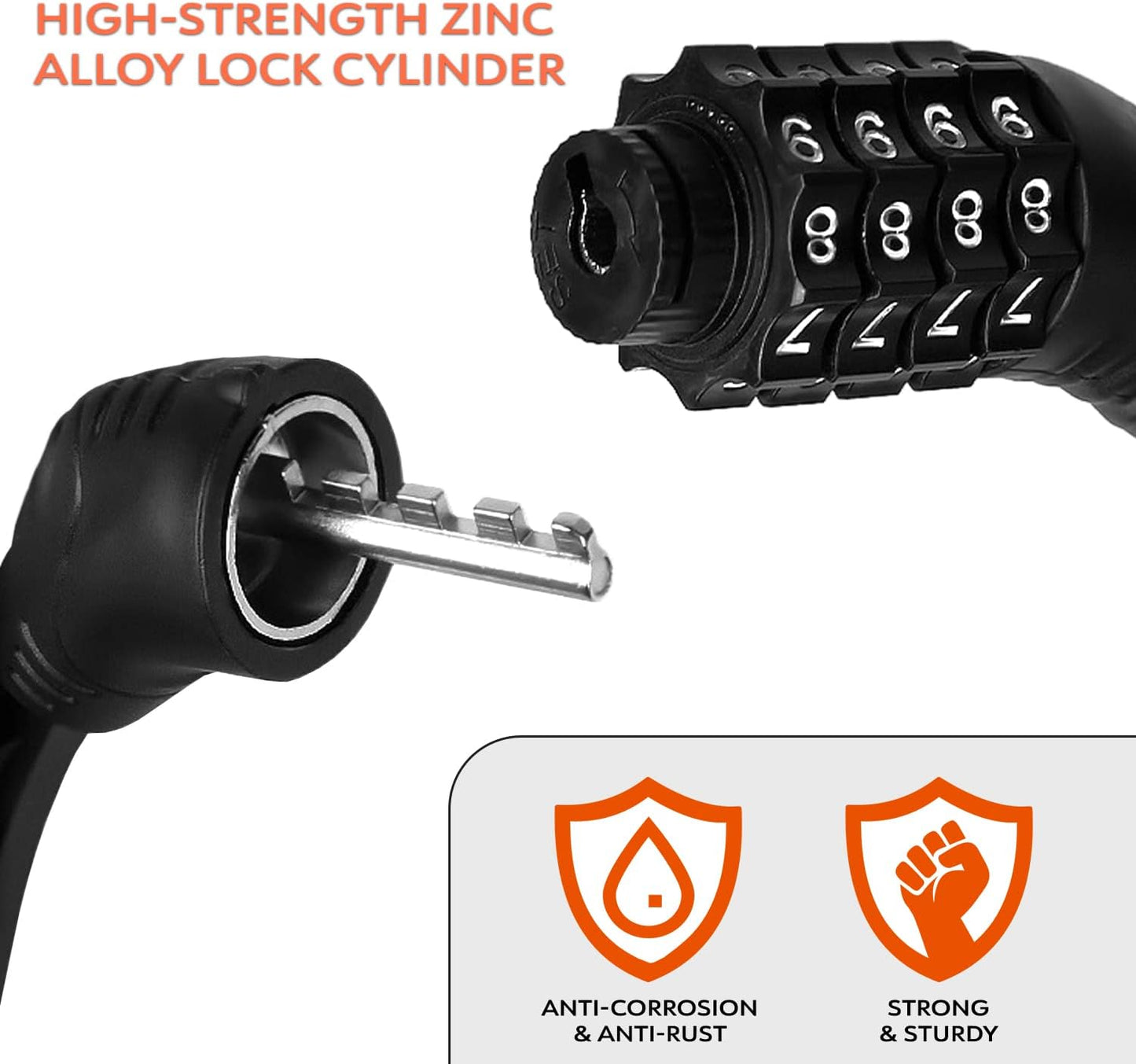4-Digit Combination Bike Lock – High Security Manganese Steel Cable