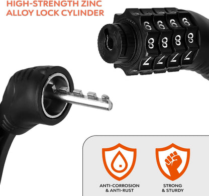 4-Digit Combination Bike Lock – High Security Manganese Steel Cable