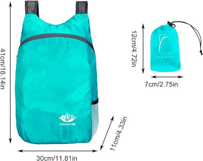 20L Ultralight Foldable Backpack – Packable Waterproof Nylon Daypack for Hiking & Travel