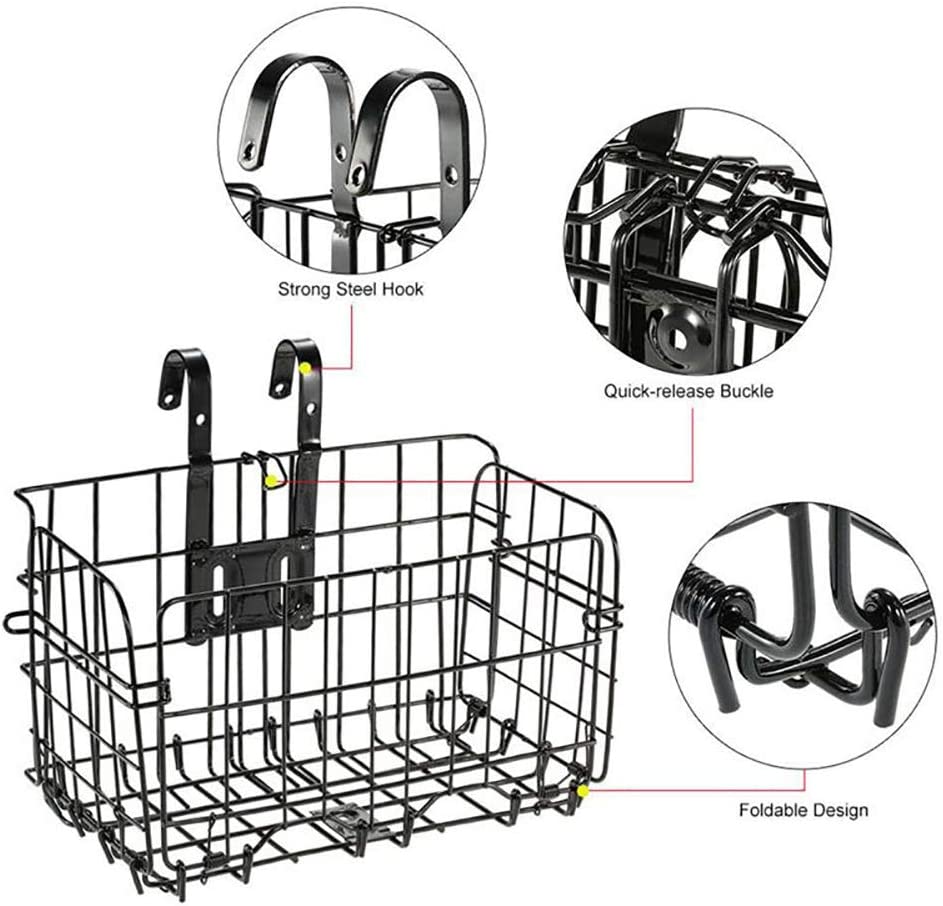 Heavy-Duty Folding Bicycle Basket – Quick-Release Steel Basket for Groceries & Commuting (20kg Capacity)