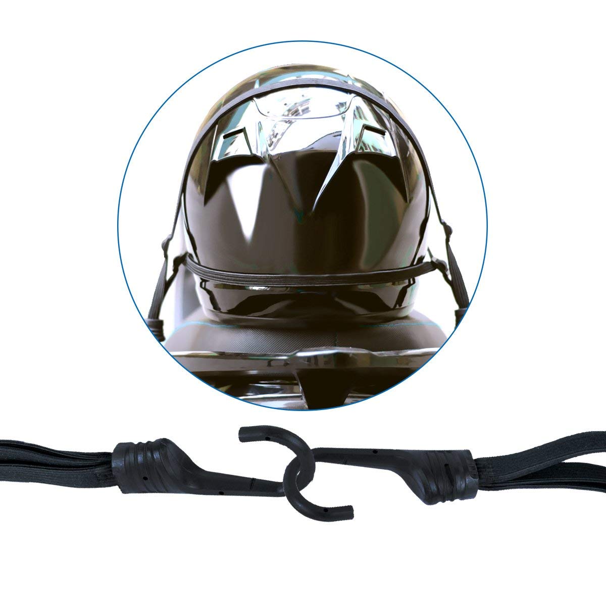 High-Elasticity Motorcycle Helmet Bungee Cord – Adjustable Luggage Rope with S-Hooks (60cm/90cm) | Secure Helmets, Raincoats & Gear