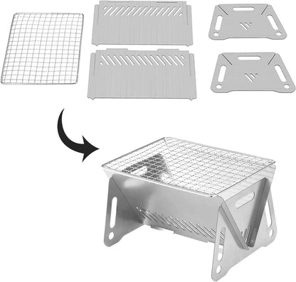 Portable Folding BBQ Grill – Compact Stainless Steel Charcoal Camping Stove