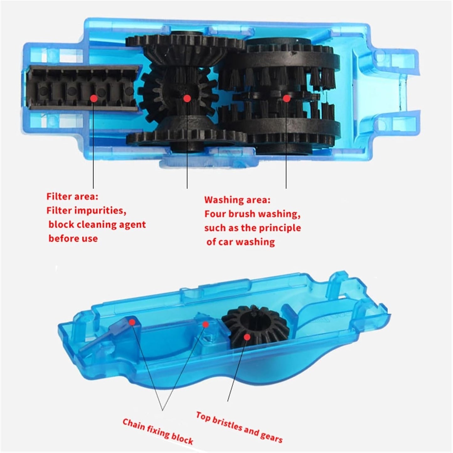 Professional Full-Cover Bicycle Chain Scrubber – 360° Rotating Quick-Clean System