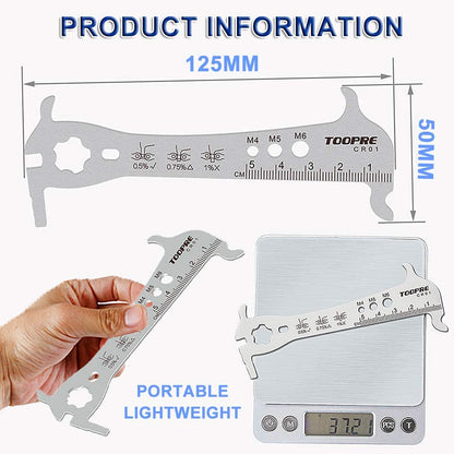 Toopre 5-in-1 Precision Bicycle Chain Checker – Wear Indicator & Multi-Function Gauge Tool