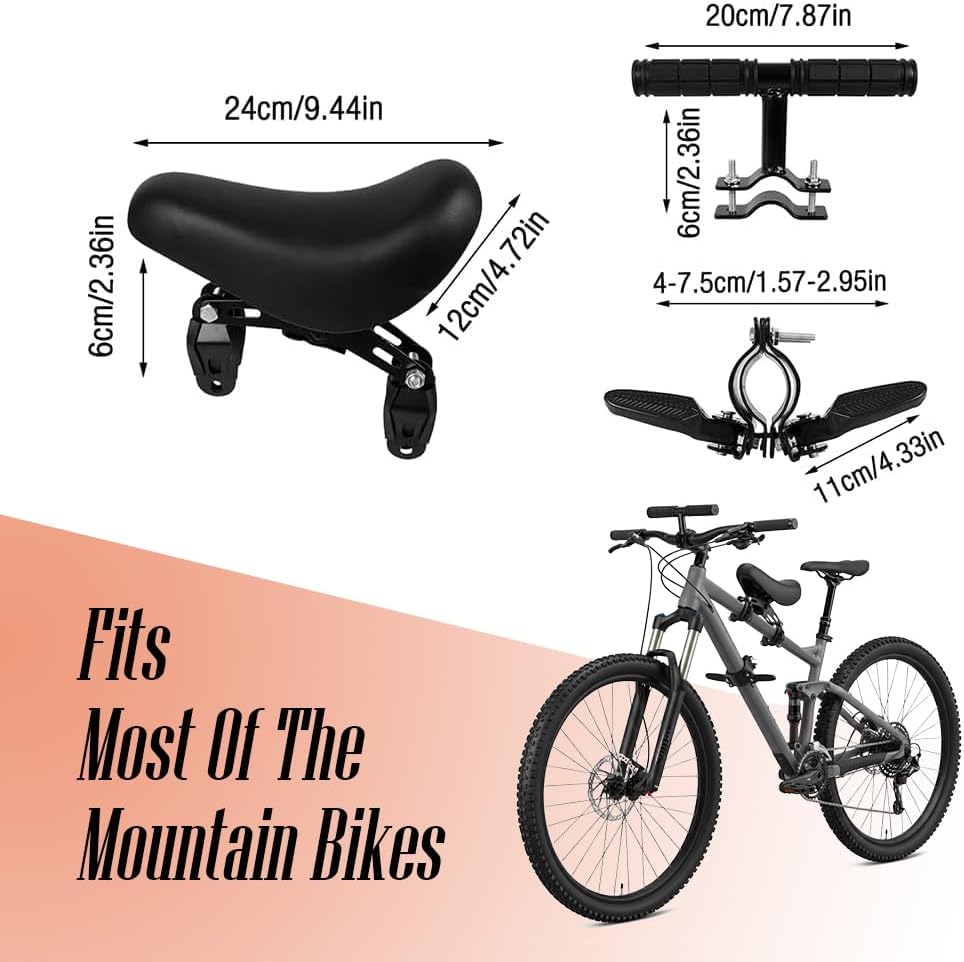 Front-Mounted Child Bicycle Seat with Handlebars & Pedals
