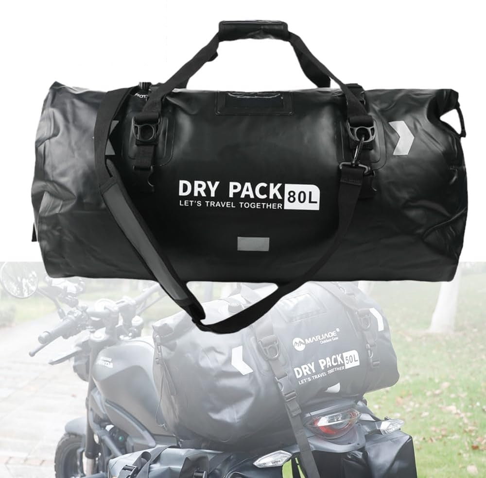 MARJAQE Waterproof Motorcycle Duffle Bag – 50L/80L Heavy-Duty Luggage for Road Trips & Adventure