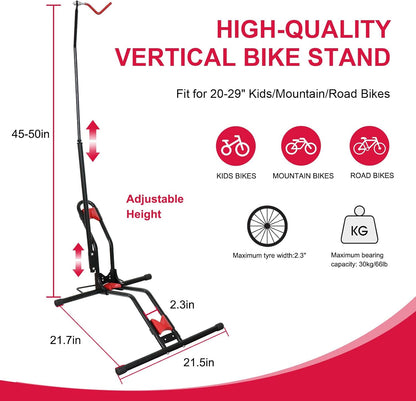 Freestanding Vertical Bike Stand – 2-in-1 Upright & Horizontal Bicycle Floor Storage Rack