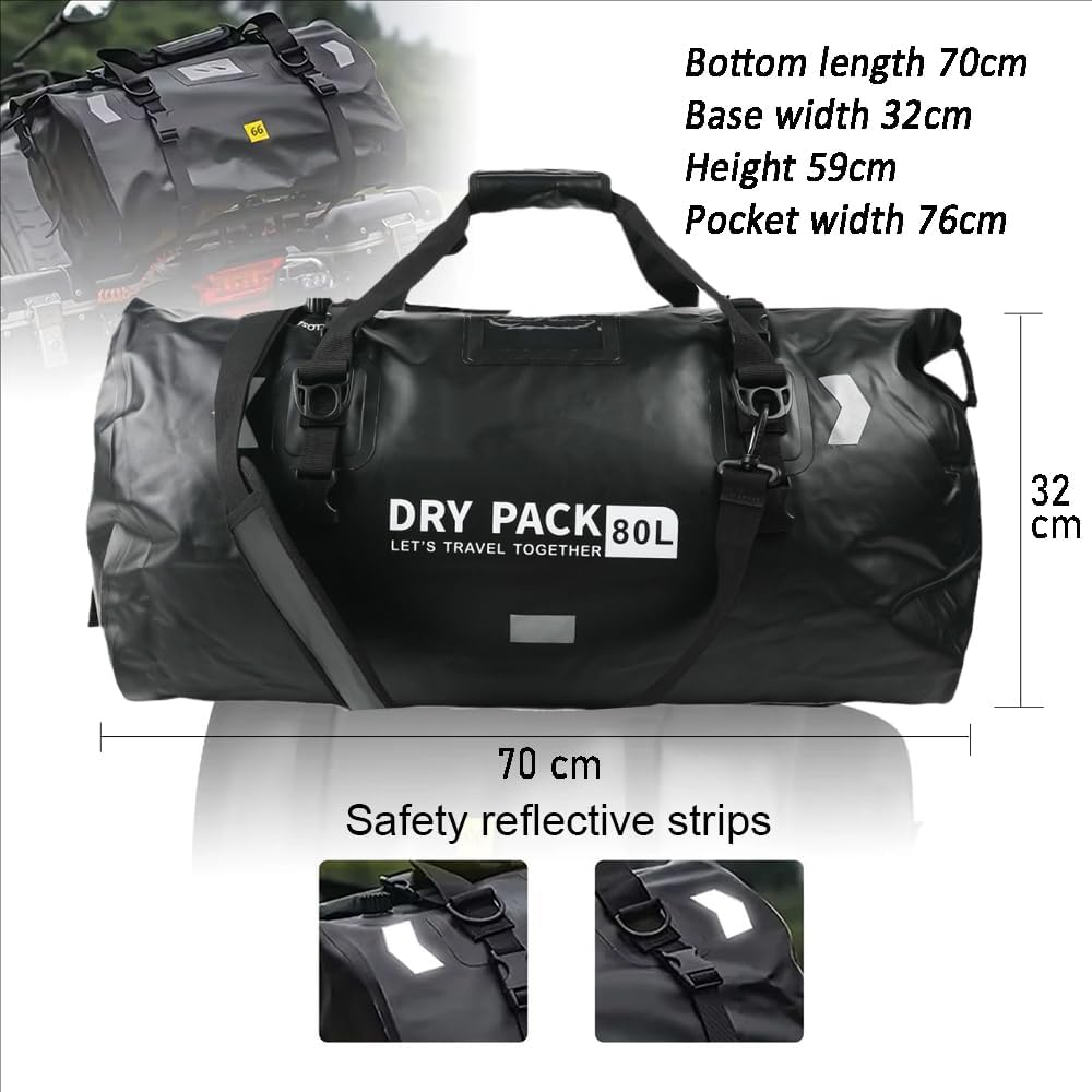 MARJAQE Waterproof Motorcycle Duffle Bag – 50L/80L Heavy-Duty Luggage for Road Trips & Adventure